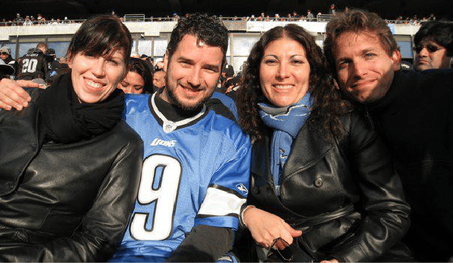 Leaguers Jeff and Luke at a football game. I believe Luke's response was "Go Football!"